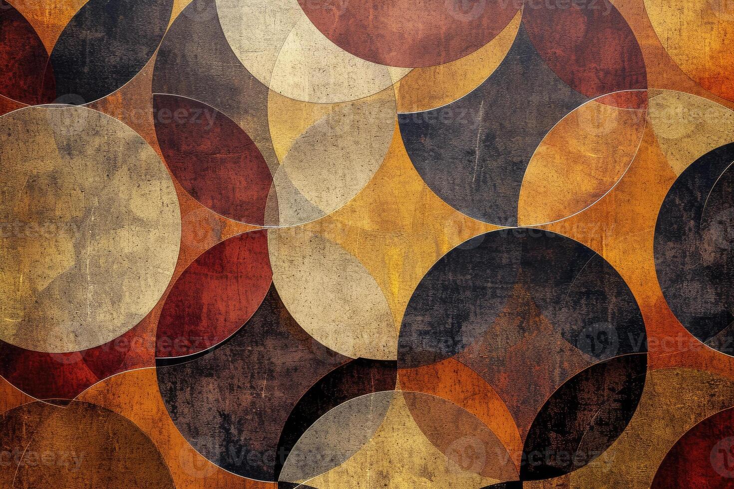 Abstract art with circles and circles on a brown and black background photo