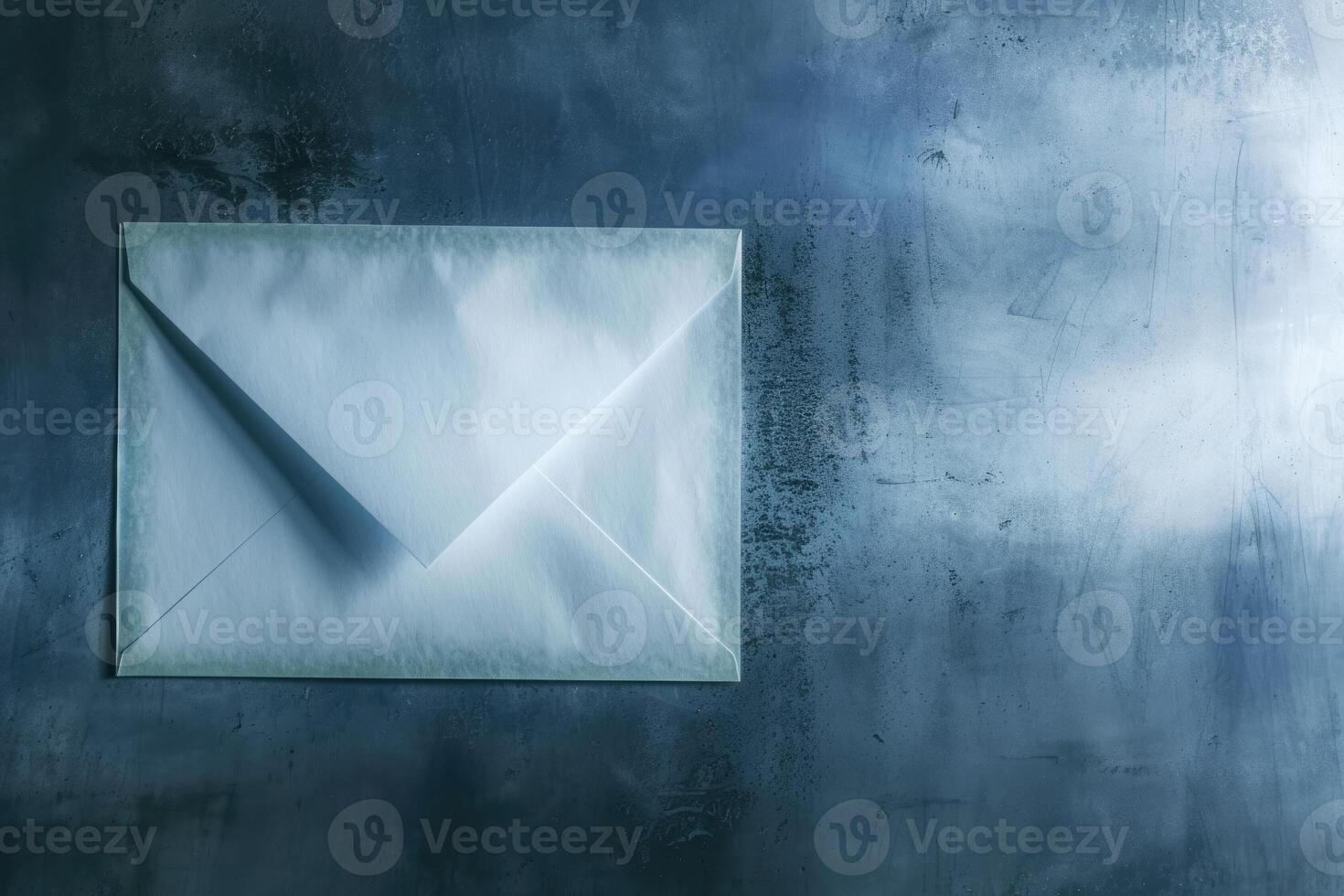 An envelope with a white envelope on a blue background photo