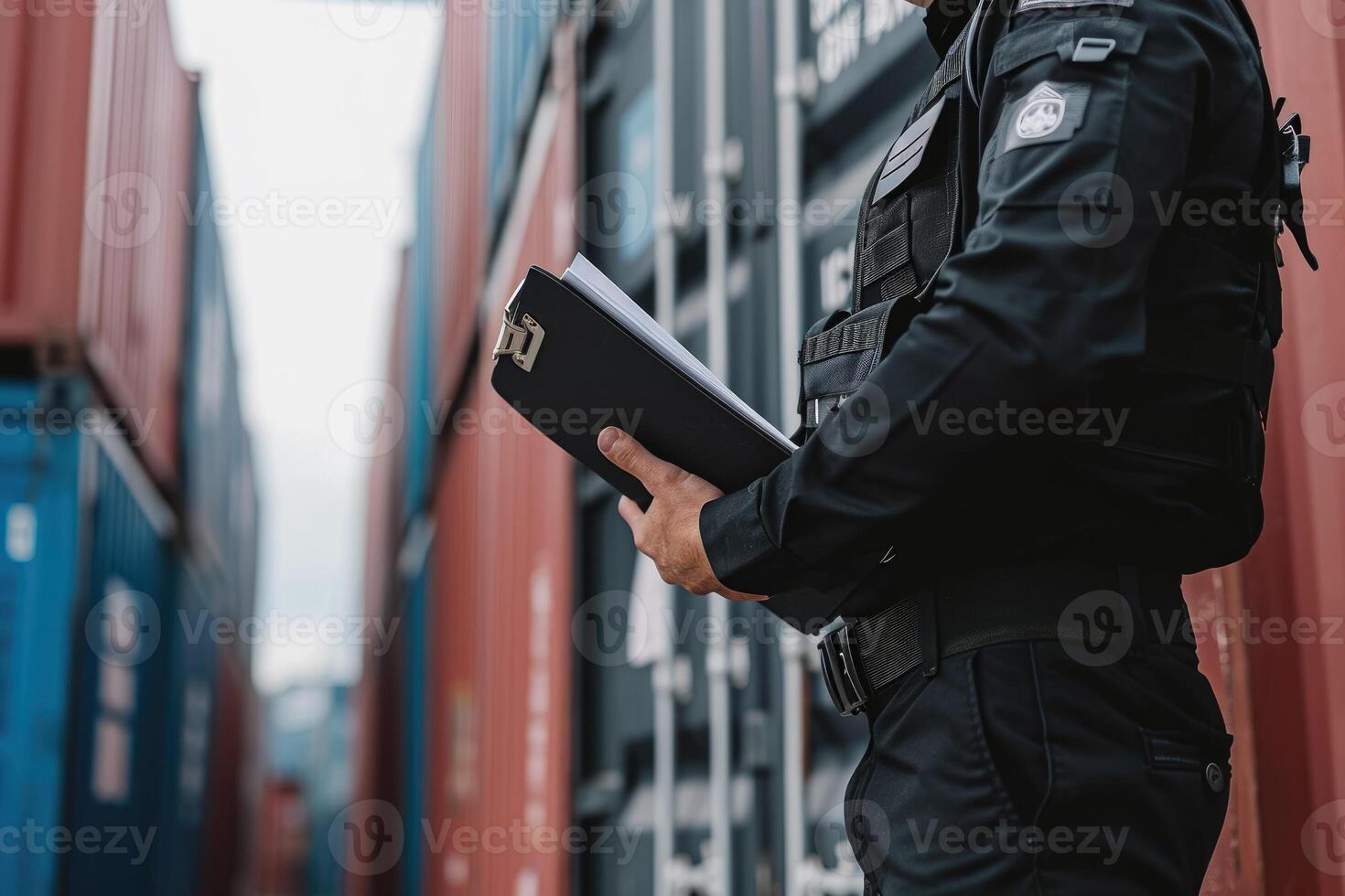 A man in a uniform holding a clipboard photo