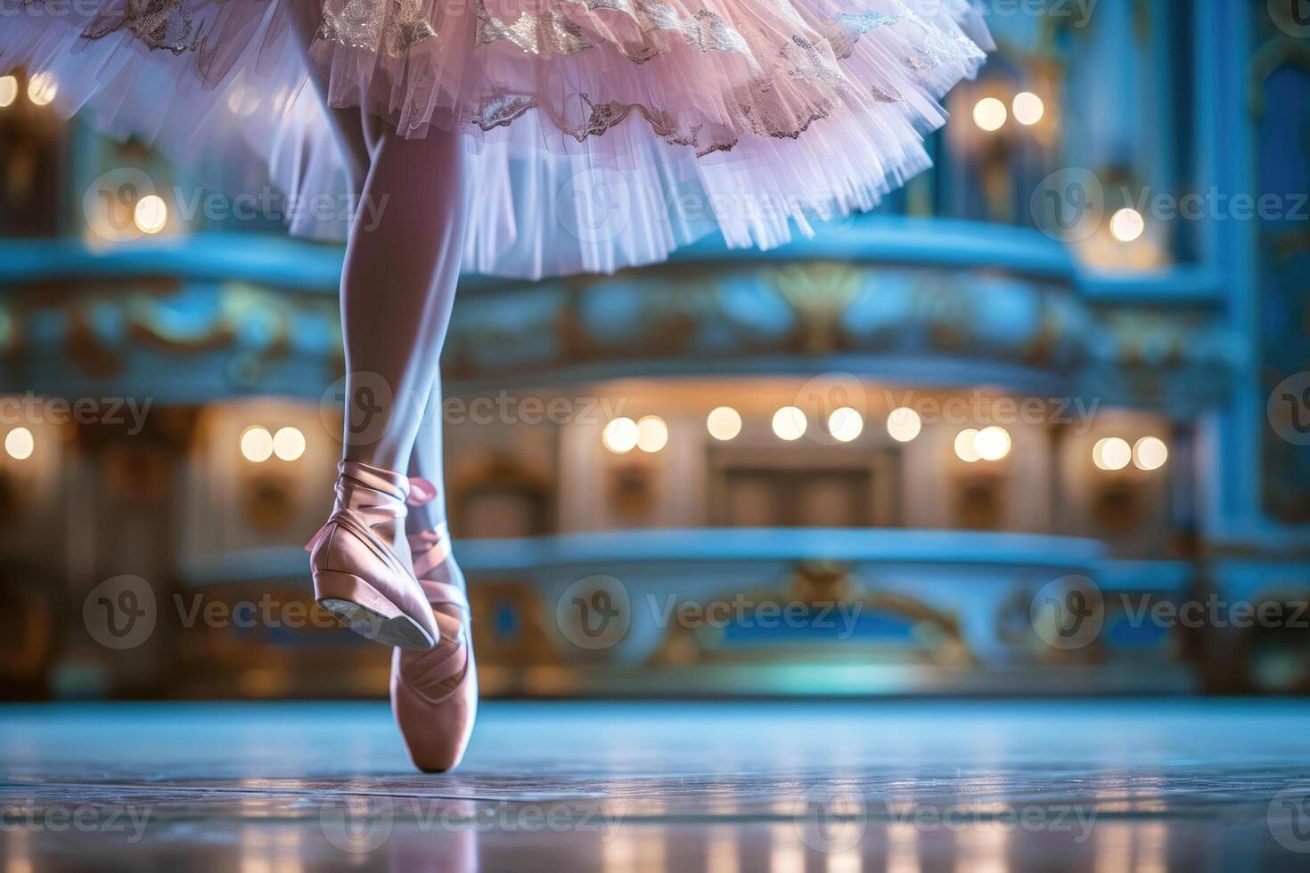 The feet of a ballerina in a pink tutu photo