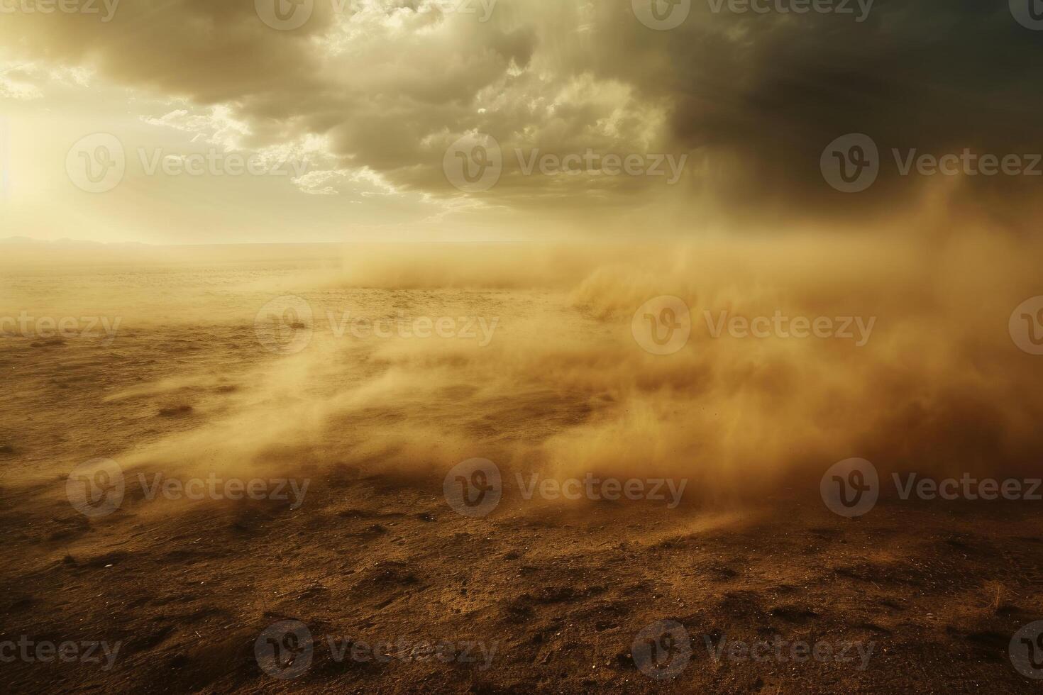 A desert with sand blowing in the wind photo