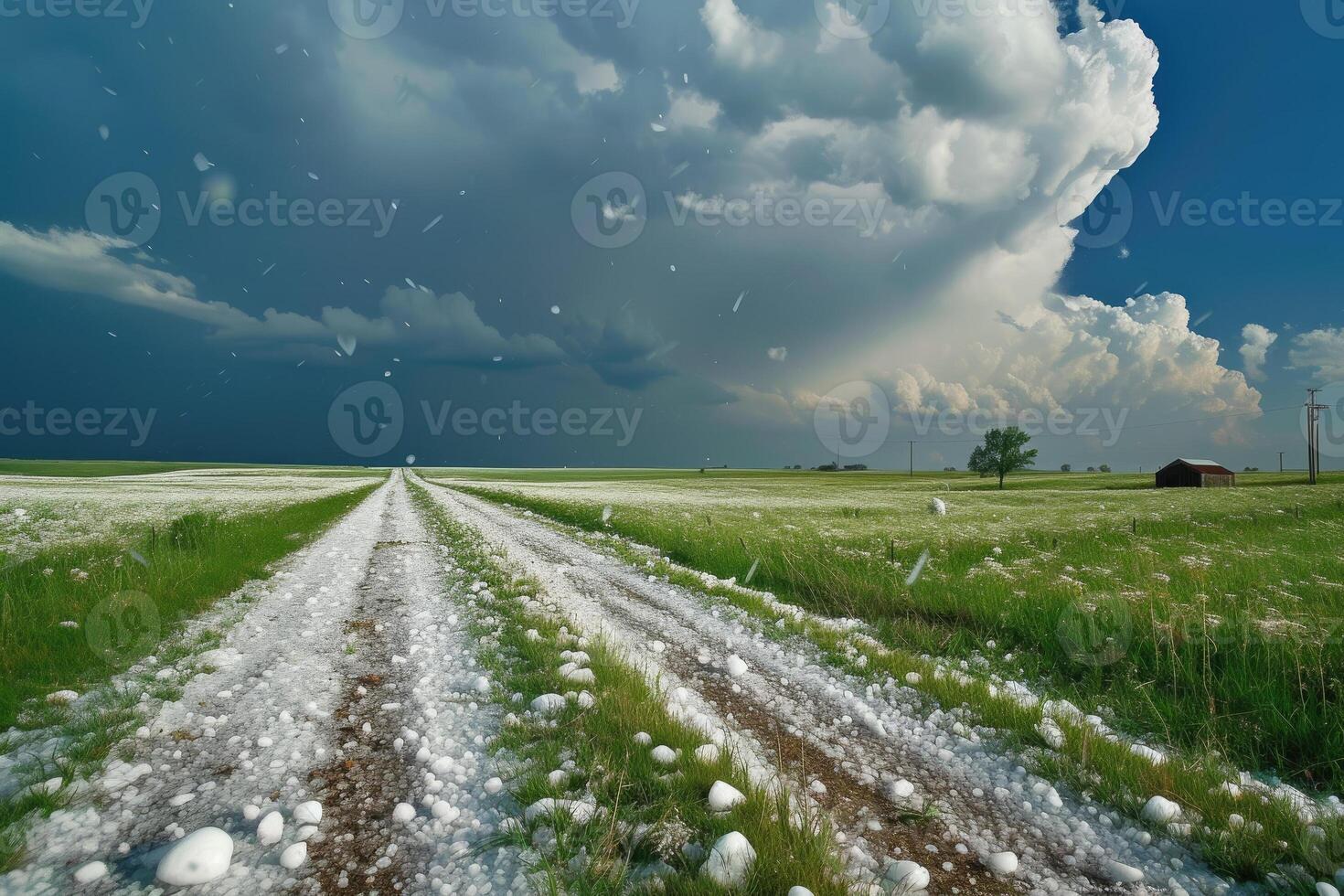 A dirt road with clouds in the sky photo