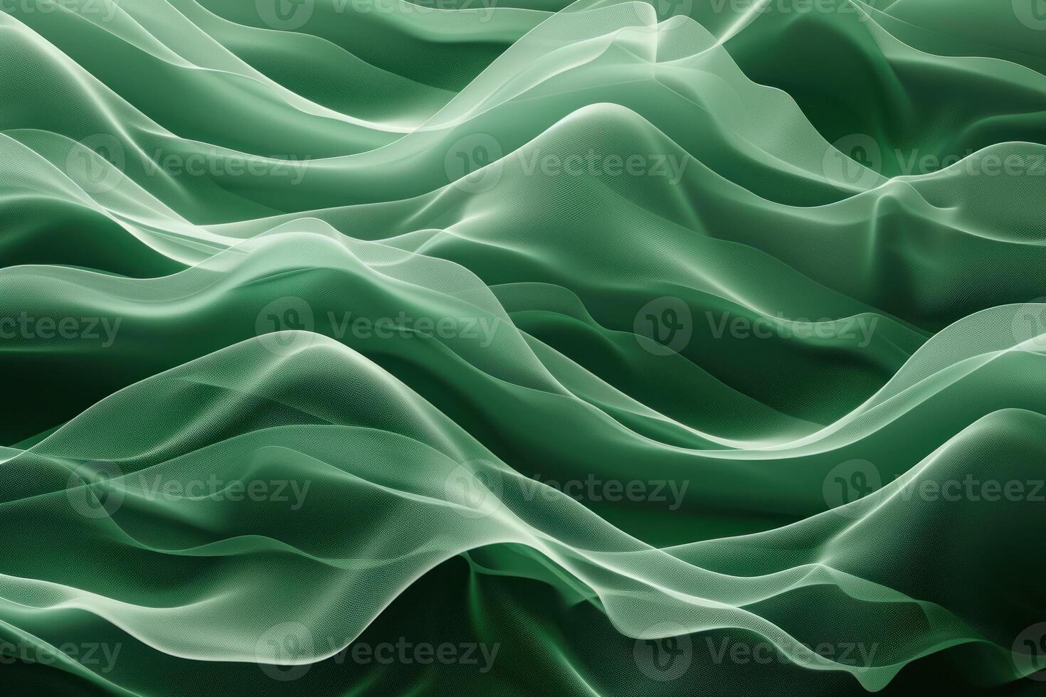 A green background with waves of fabric photo