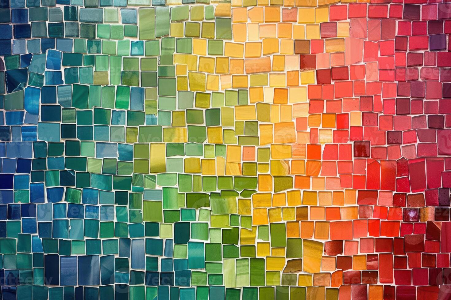A colorful mosaic wall with many different colors photo