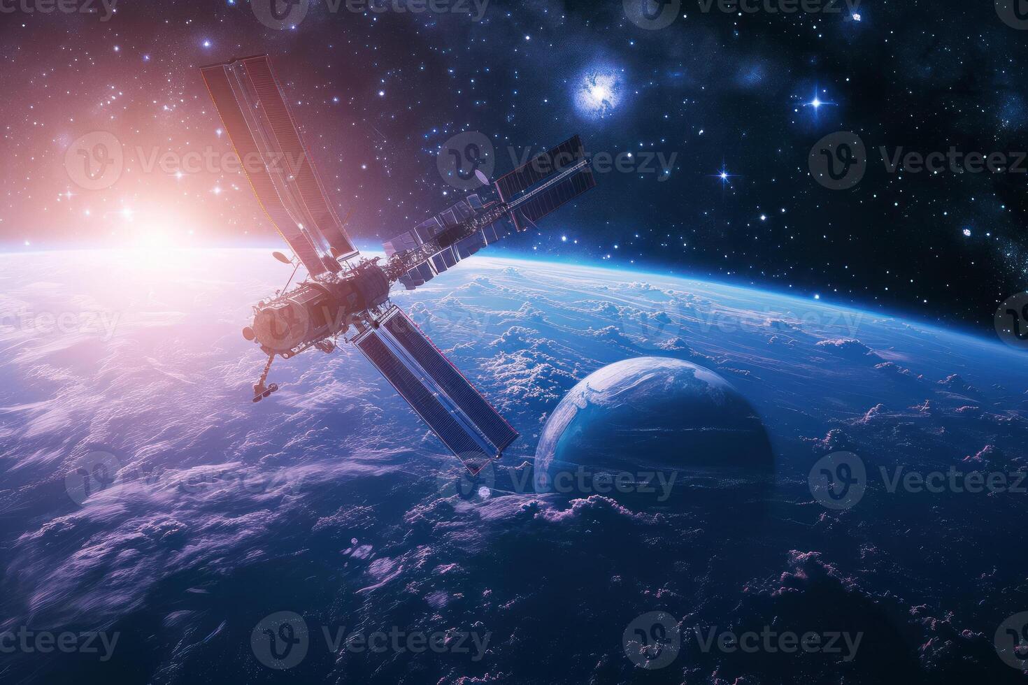 Space station and earth elements of this image furnished by nasa photo