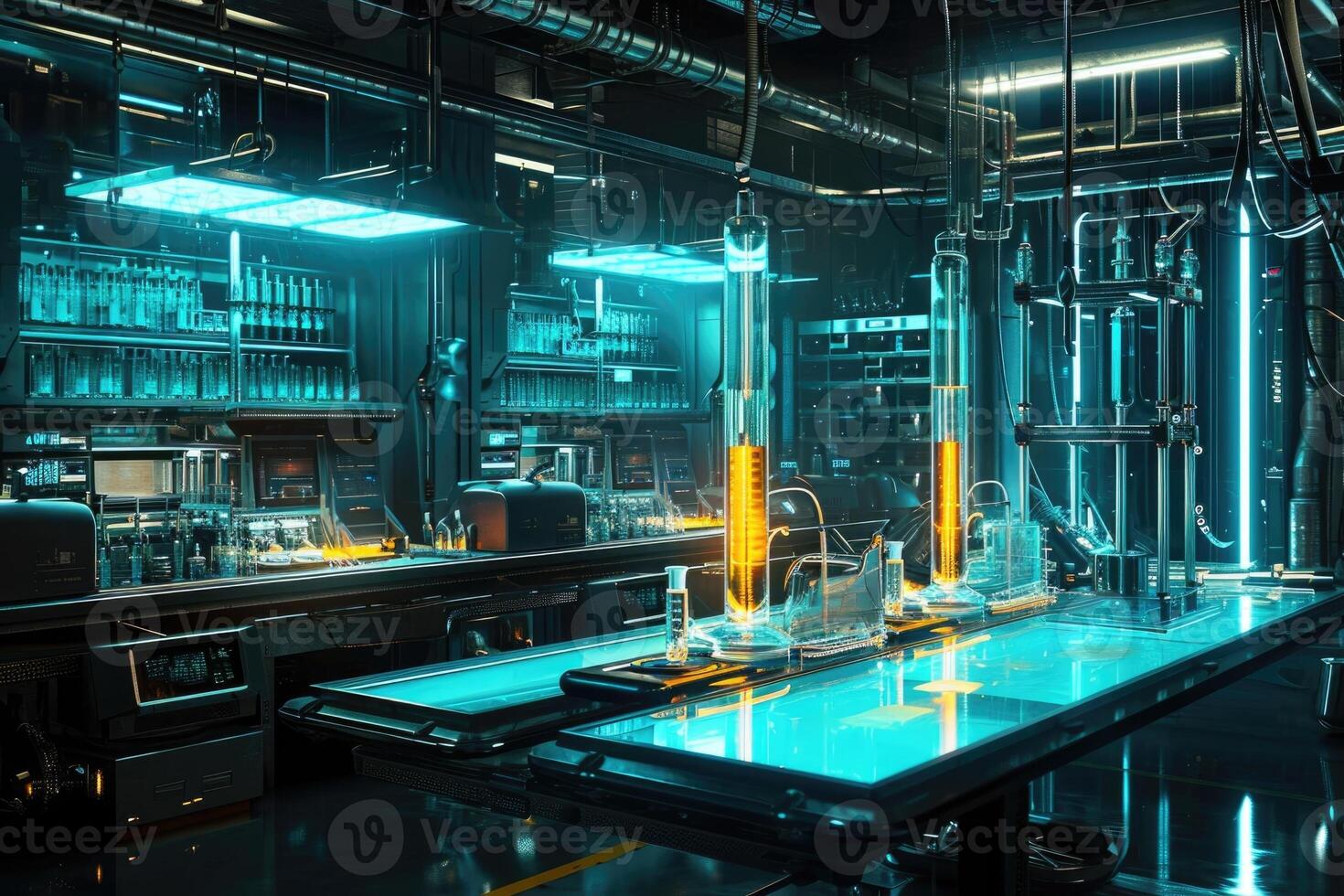 A laboratory with a lot of equipment and lights photo