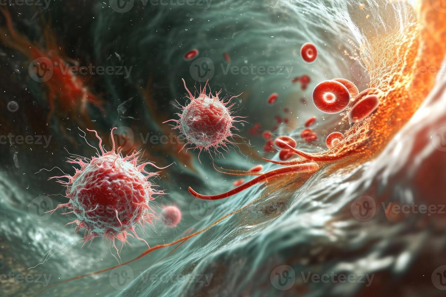 A virus is attacking a cell photo