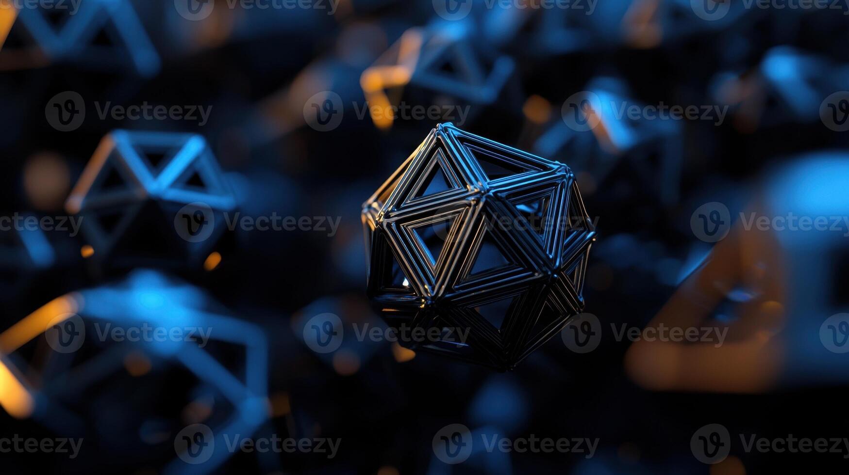 3d rendering of a cube with many different shapes photo