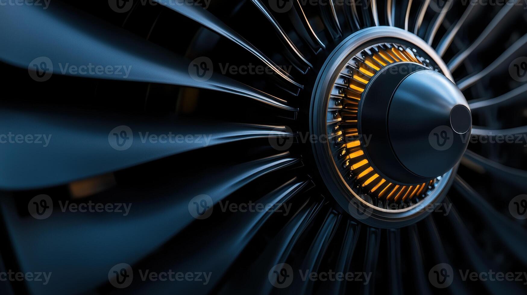 A close up of a jet engine with a yellow part photo