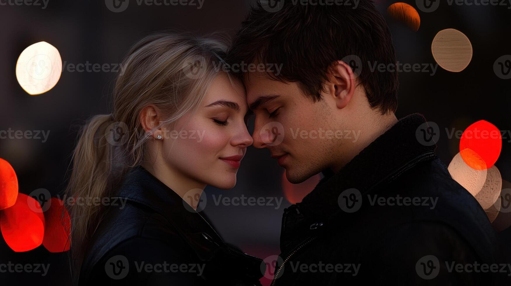 A couple is hugging and kissing each other photo