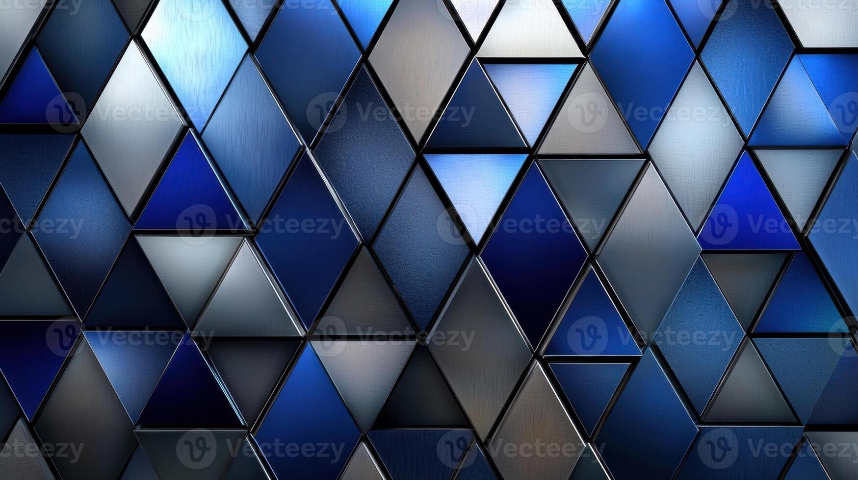 A blue and gray patterned wall with triangles photo