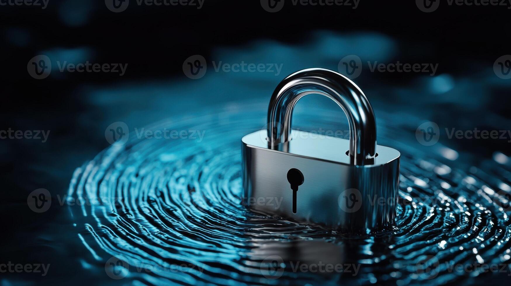 A silver lock is floating in a body of water photo