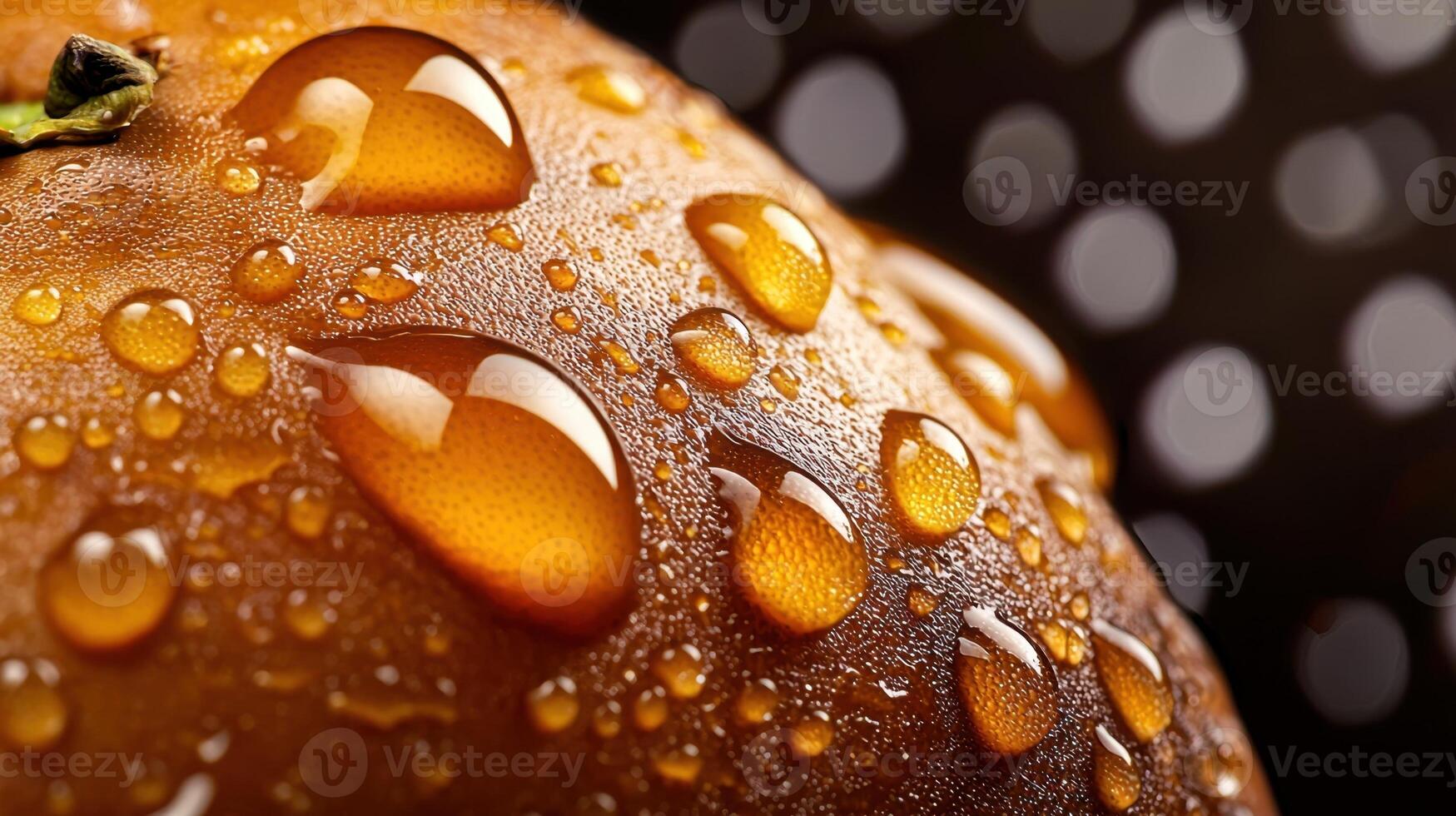 A close up of a fruit with water droplets on it photo