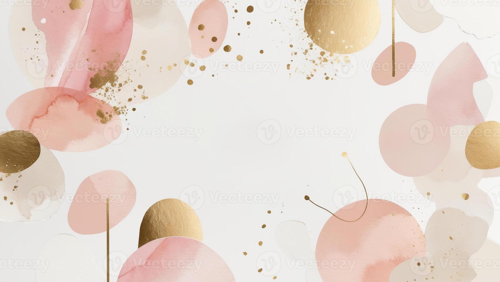 Elegant abstract design featuring soft pink and gold elements on a light background, perfect for invitations or decor settings photo