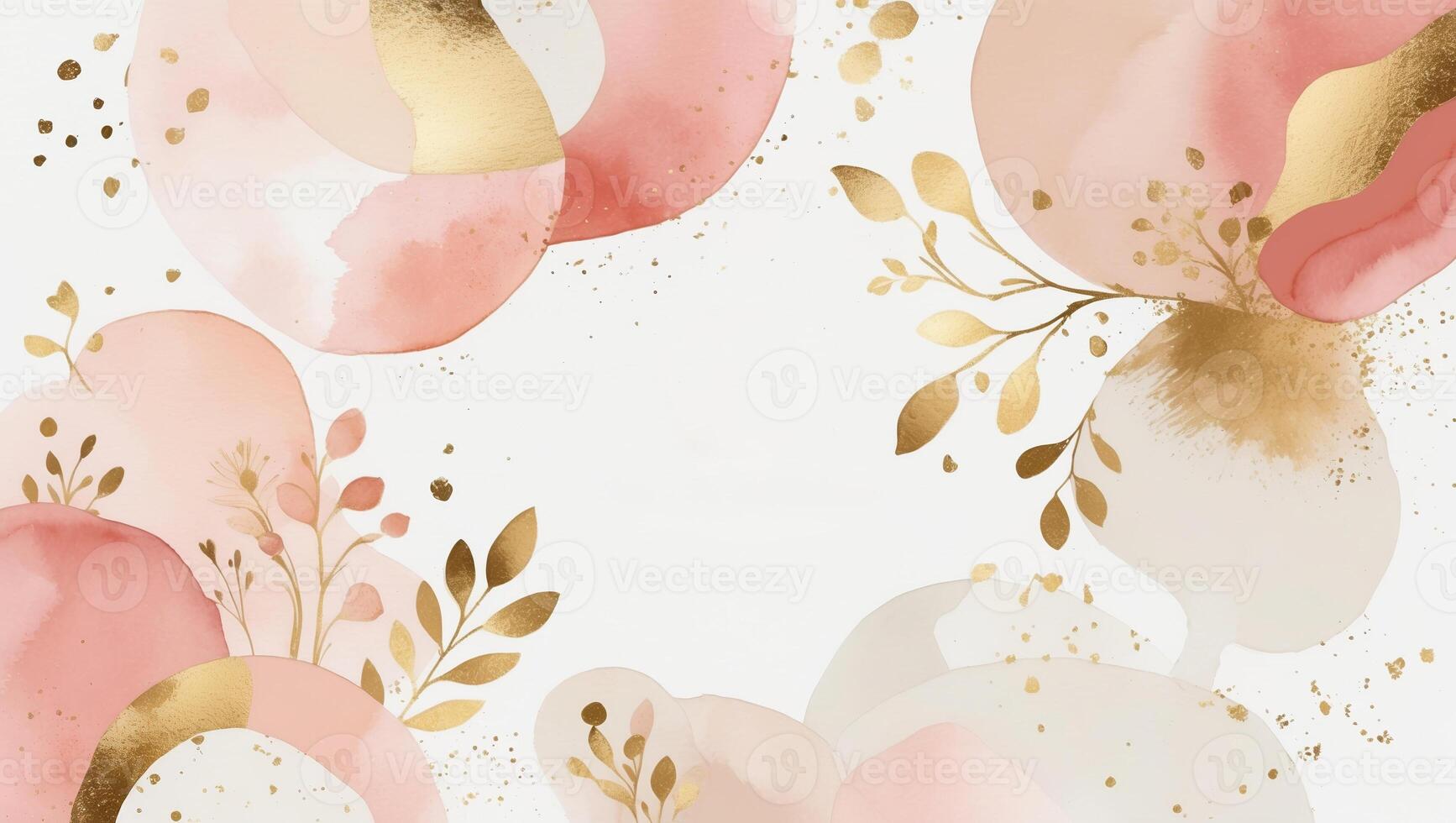 Elegant abstract design featuring soft pink shapes and delicate gold accents for modern decor photo