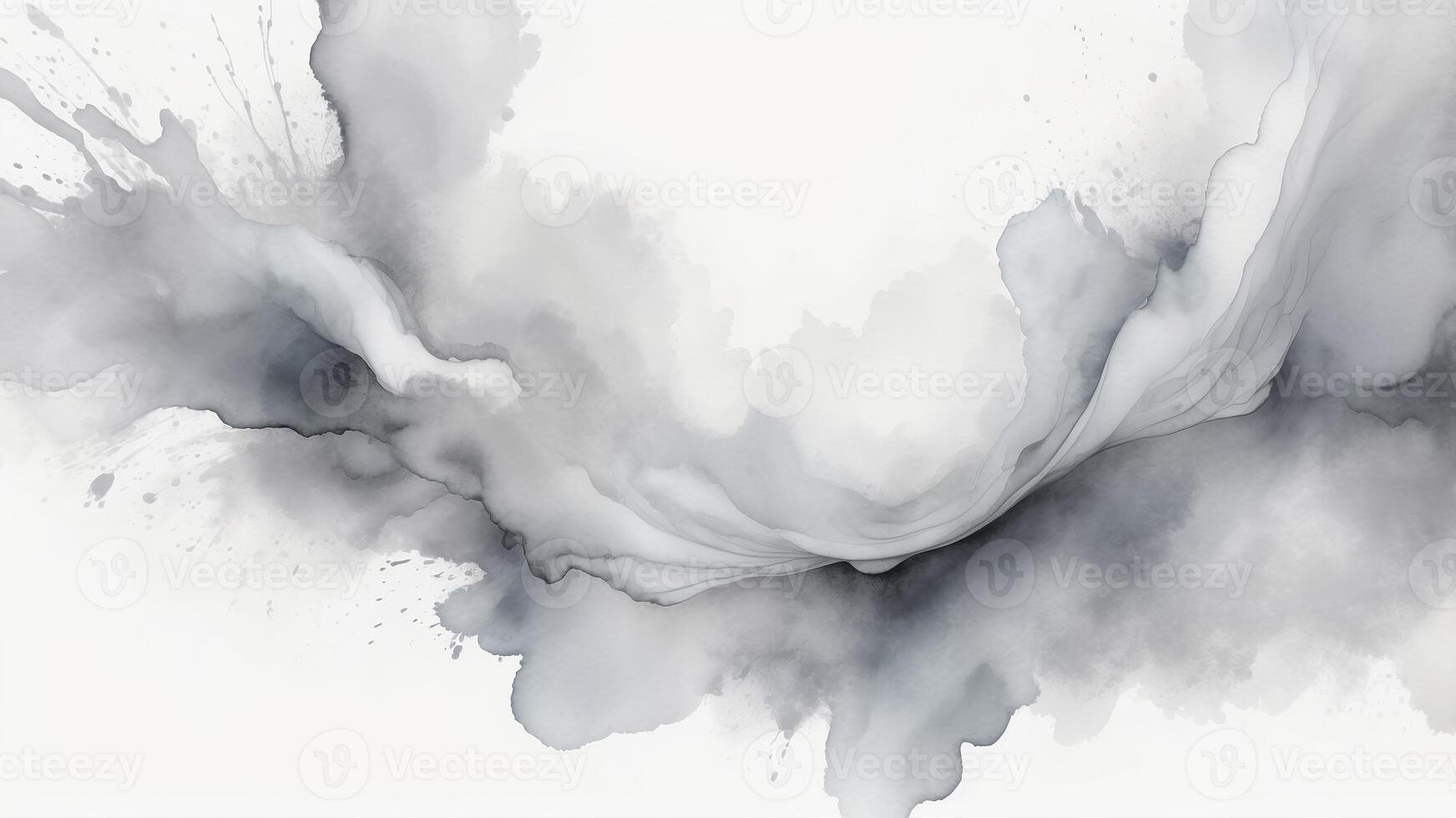 Abstract gray watercolor splash with fluid shapes and soft textures creating a calming artistic effect photo