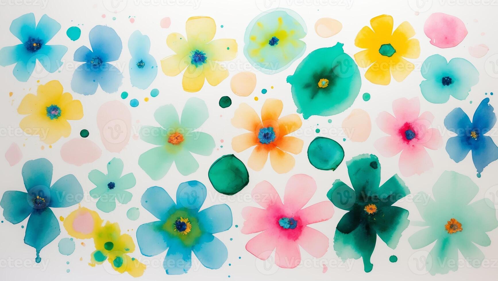 Colorful watercolor flowers creating a vibrant and artistic display in a bright setting photo