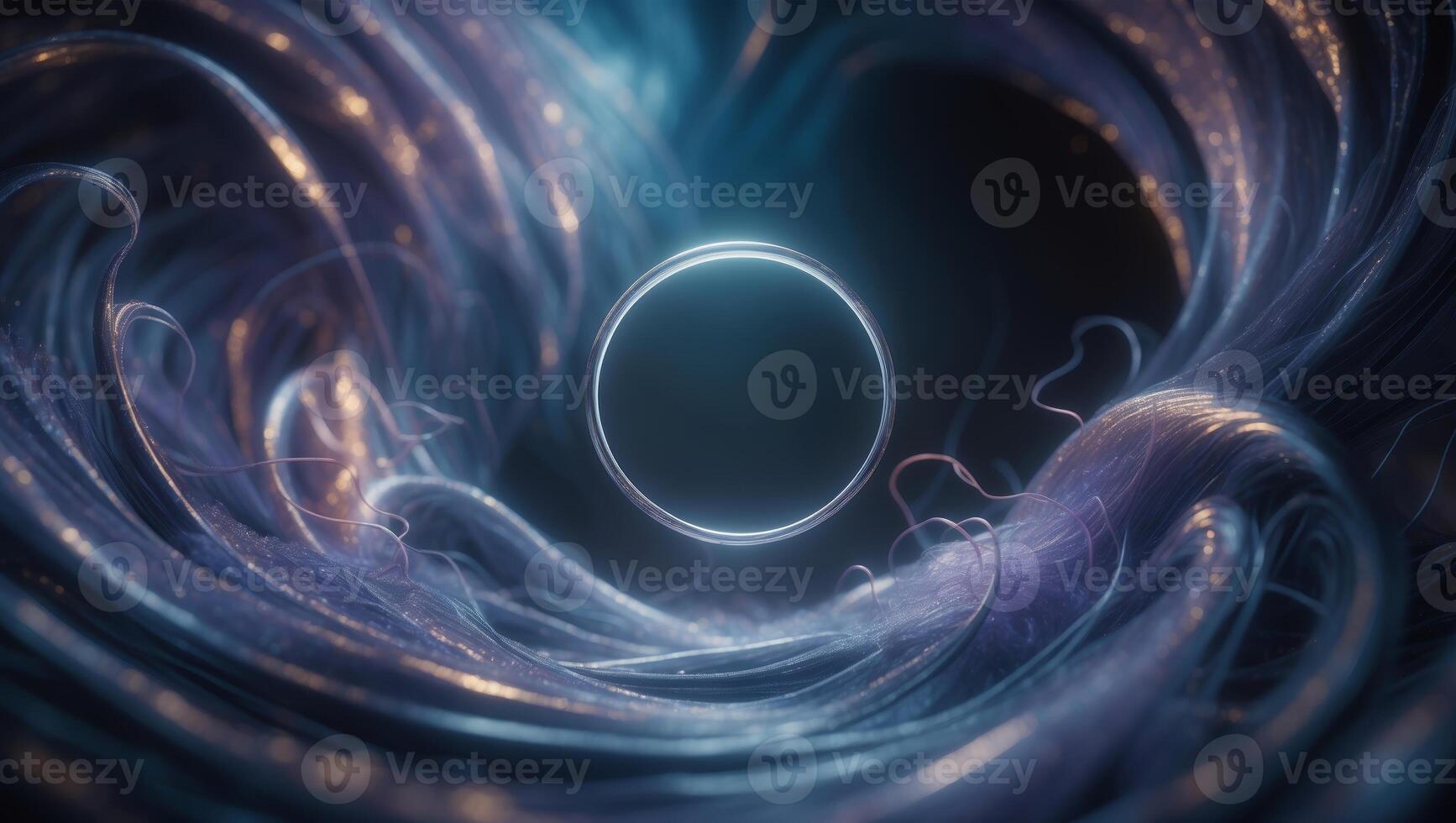 Ethereal swirling patterns and luminous sphere create a mesmerizing visual effect in a cosmic space environment photo