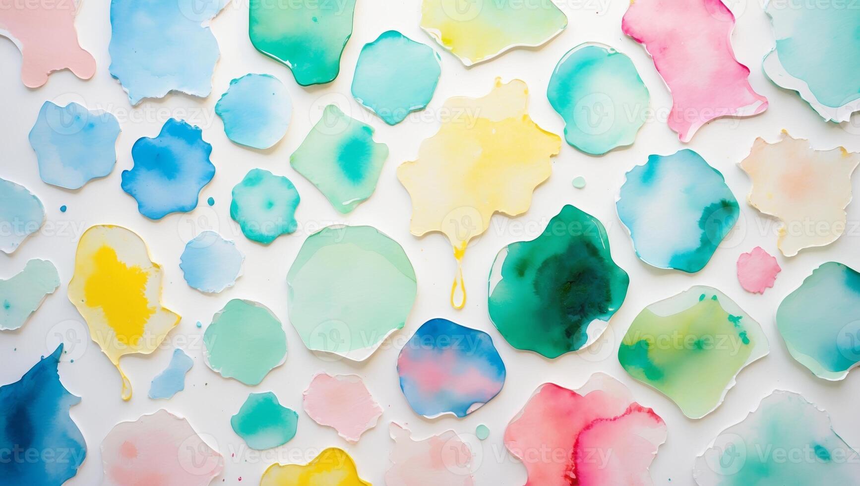 Vibrant watercolor circles in various colors on a light background showcasing creative artistic expression photo