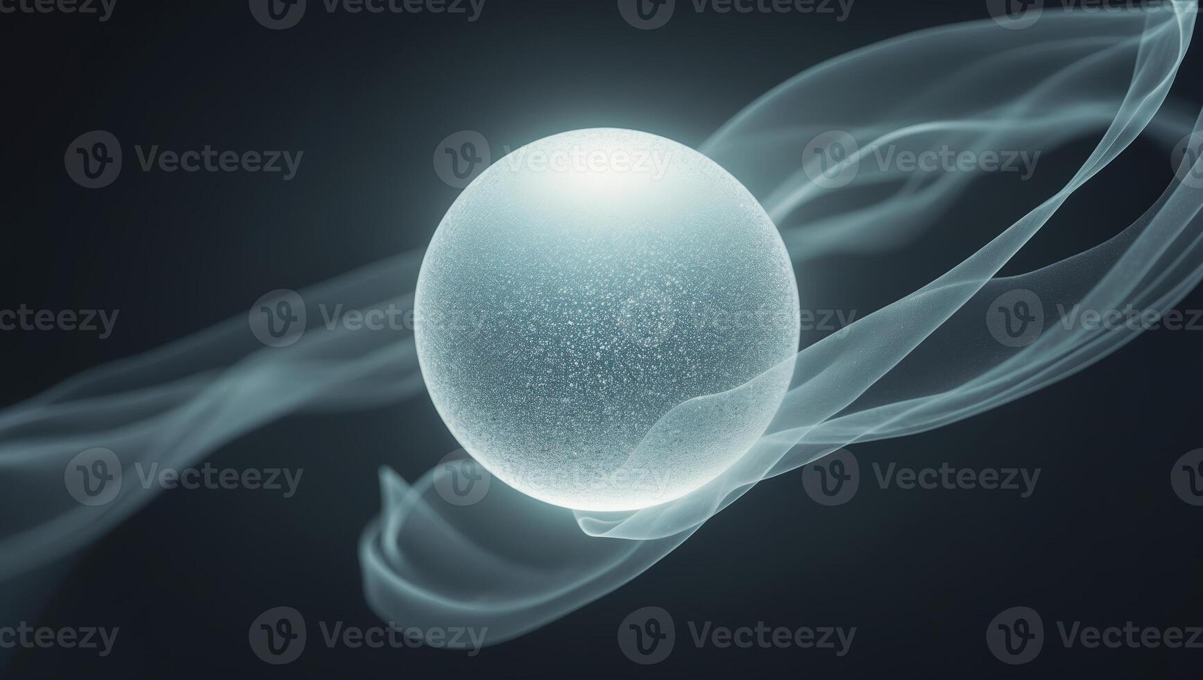Glowing sphere surrounded by ethereal wisps in a dark space environment showcasing subtle movements of energy photo