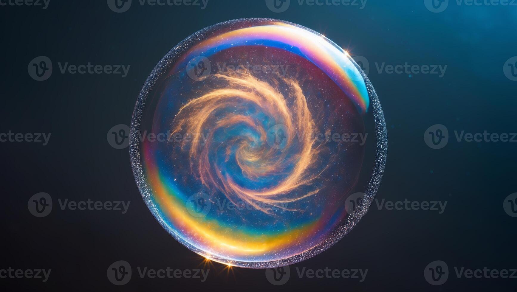 Colorful swirl captures the beauty of a soap bubble reflecting light in a captivating display of colors and patterns photo