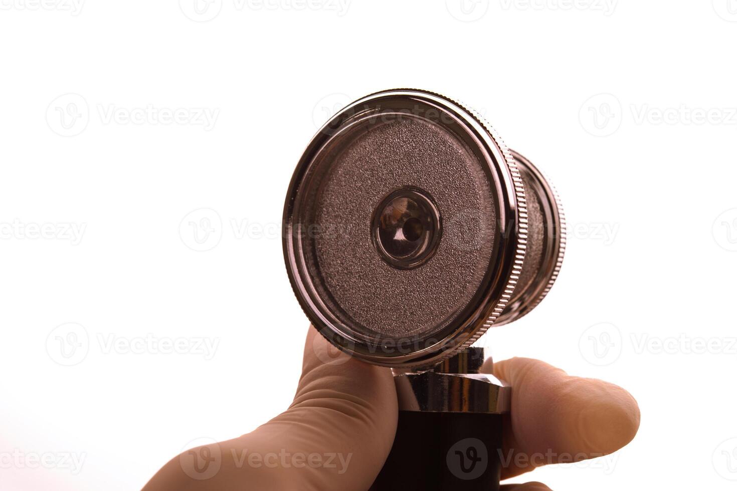 Medical stethoscope in hand photo