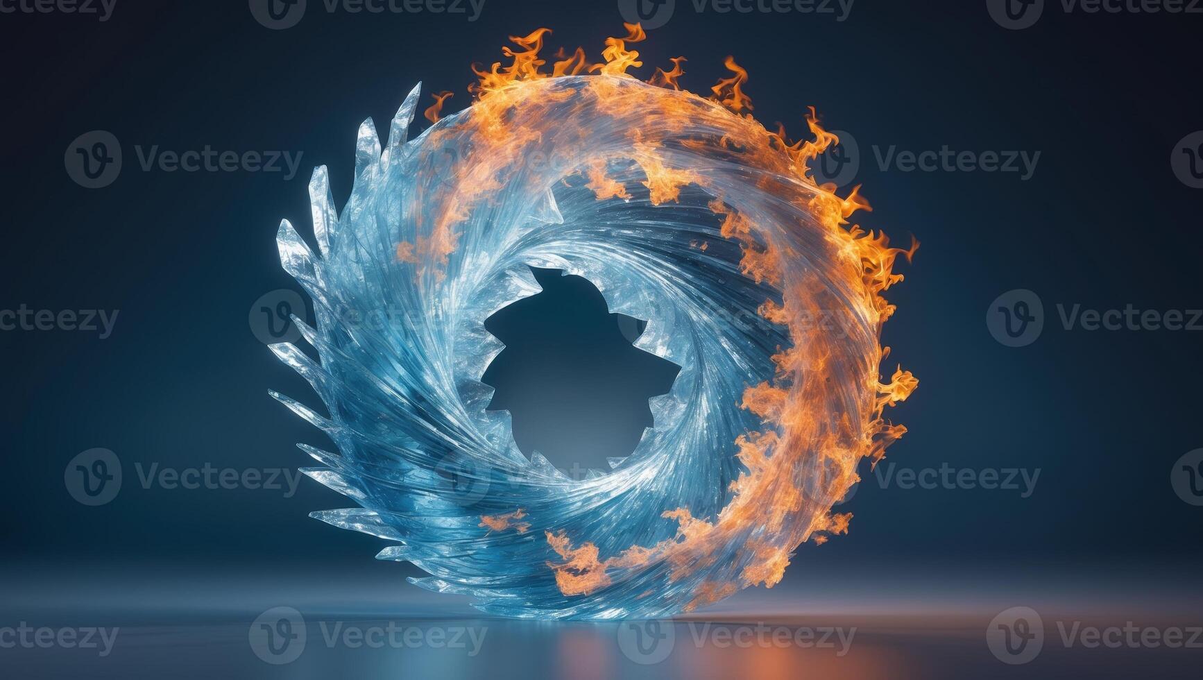 Dynamic display of swirling fire and ice elements creating a mesmerizing visual effect photo