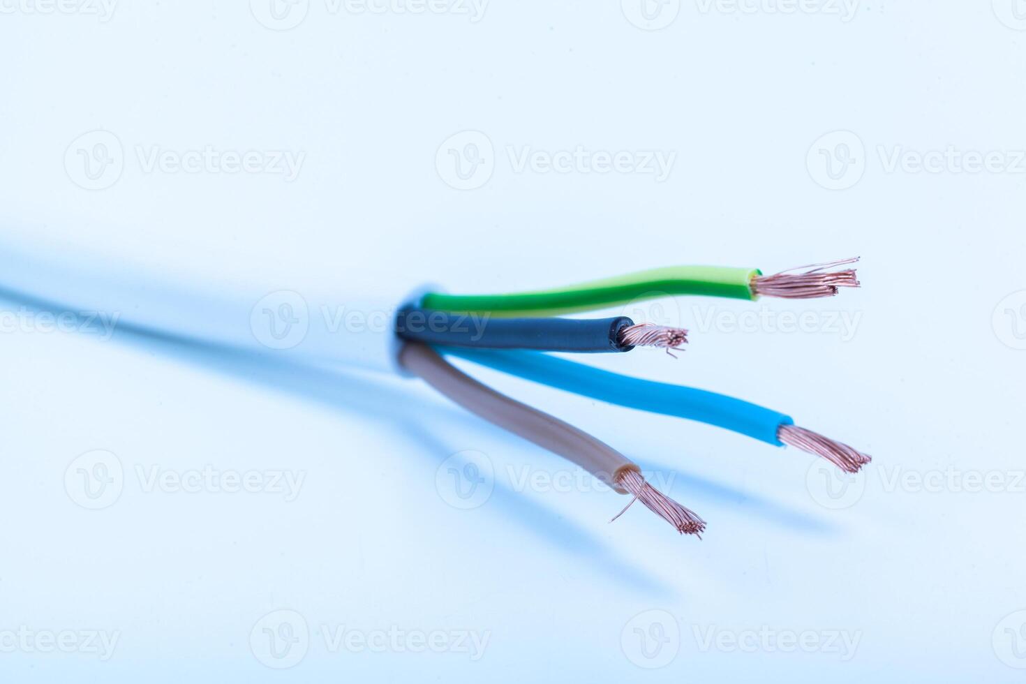 Electric screened cable with many wires isolated on white photo