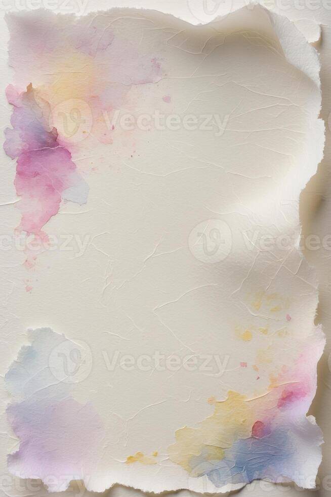 Soft pastel watercolor texture on handmade paper with subtle colors for artistic backgrounds and crafts photo