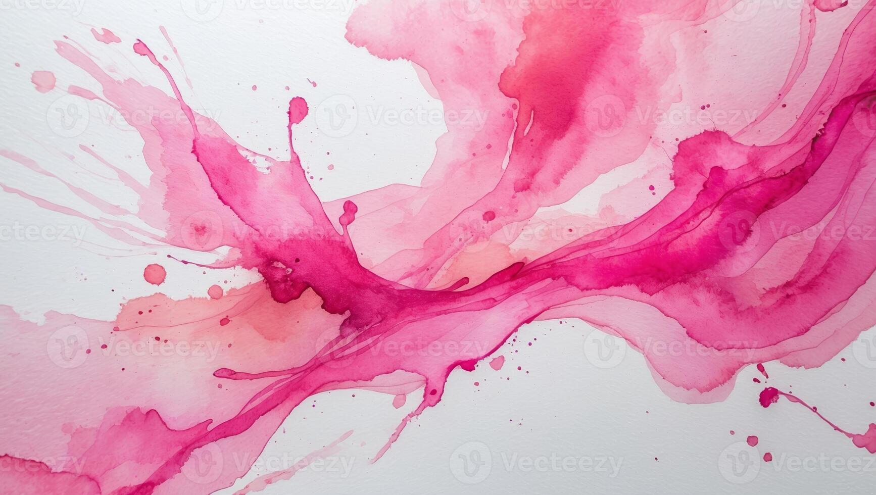 Vibrant pink watercolor abstract painting showcasing flowing splashes and delicate textures on a white background photo