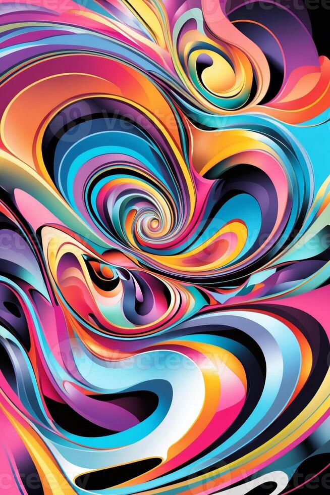 Colorful swirling abstract design with vibrant patterns and curves showcasing a dynamic artistic expression photo