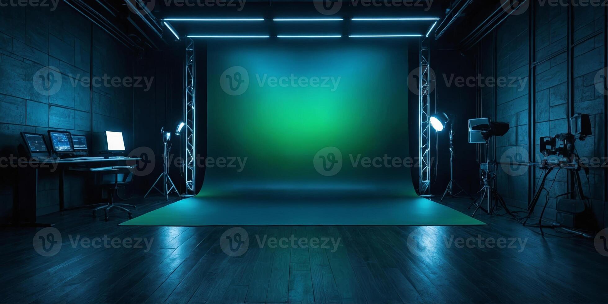 Modern studio space with dynamic lighting for creative projects and production photo