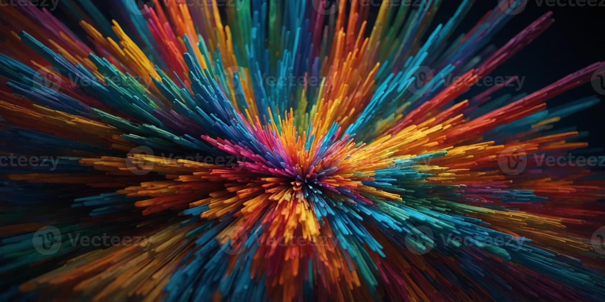 Vibrant explosion of color with rays radiating in dynamic patterns at night photo