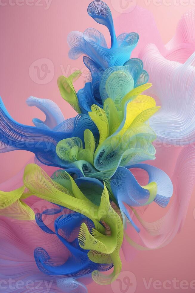 Colorful abstract design with swirling patterns and vibrant hues created using digital art techniques photo
