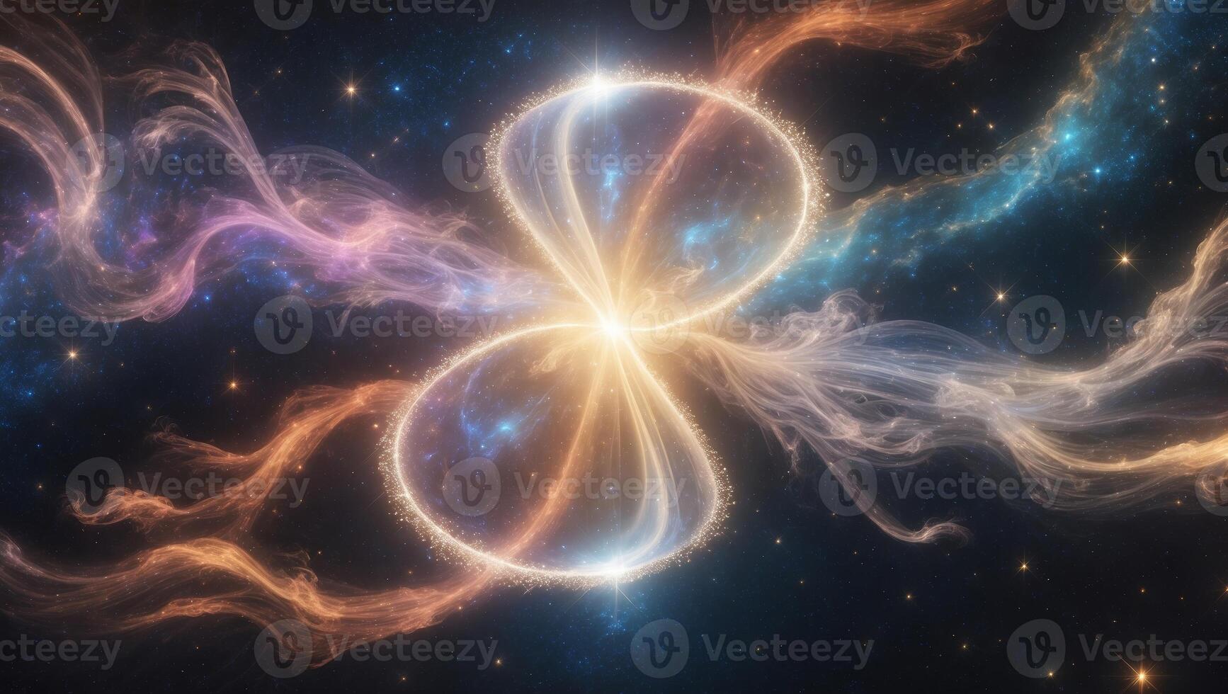 Exploring a vibrant cosmic nebula with swirling gases and shimmering stars in deep space photo
