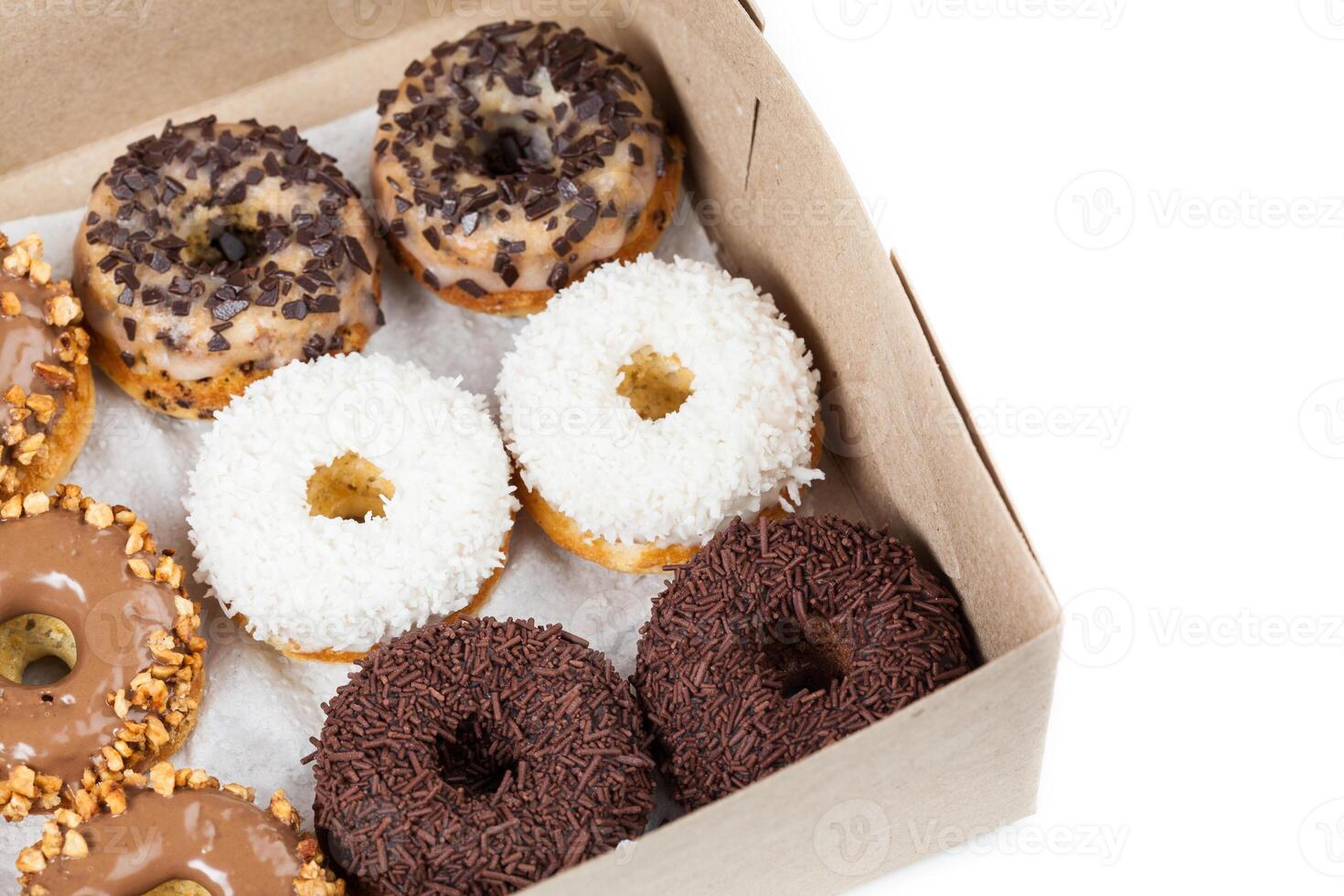 sweet donuts in a paper box photo
