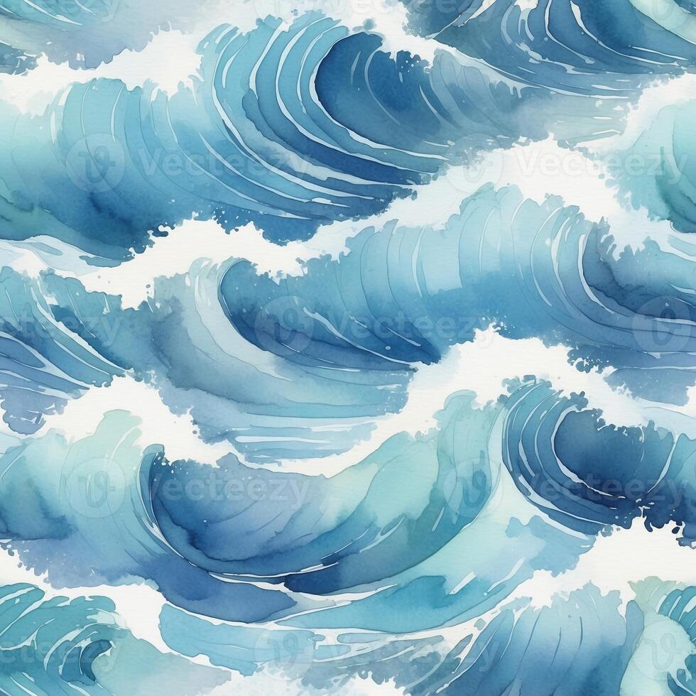 Waves crashing in varying shades of blue create a dynamic and serene ocean landscape full of energy and tranquility photo