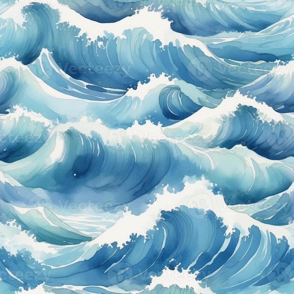 Ocean waves create a dynamic pattern showcasing blues and whites in a vibrant seascape environment photo