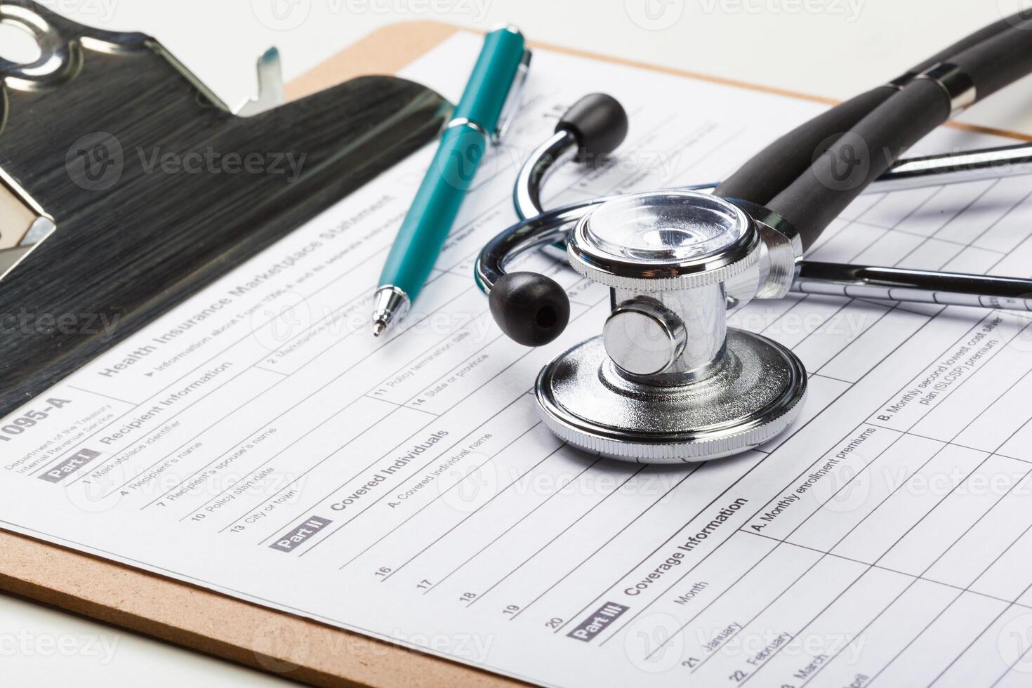 closeup stethoscope on medical background photo
