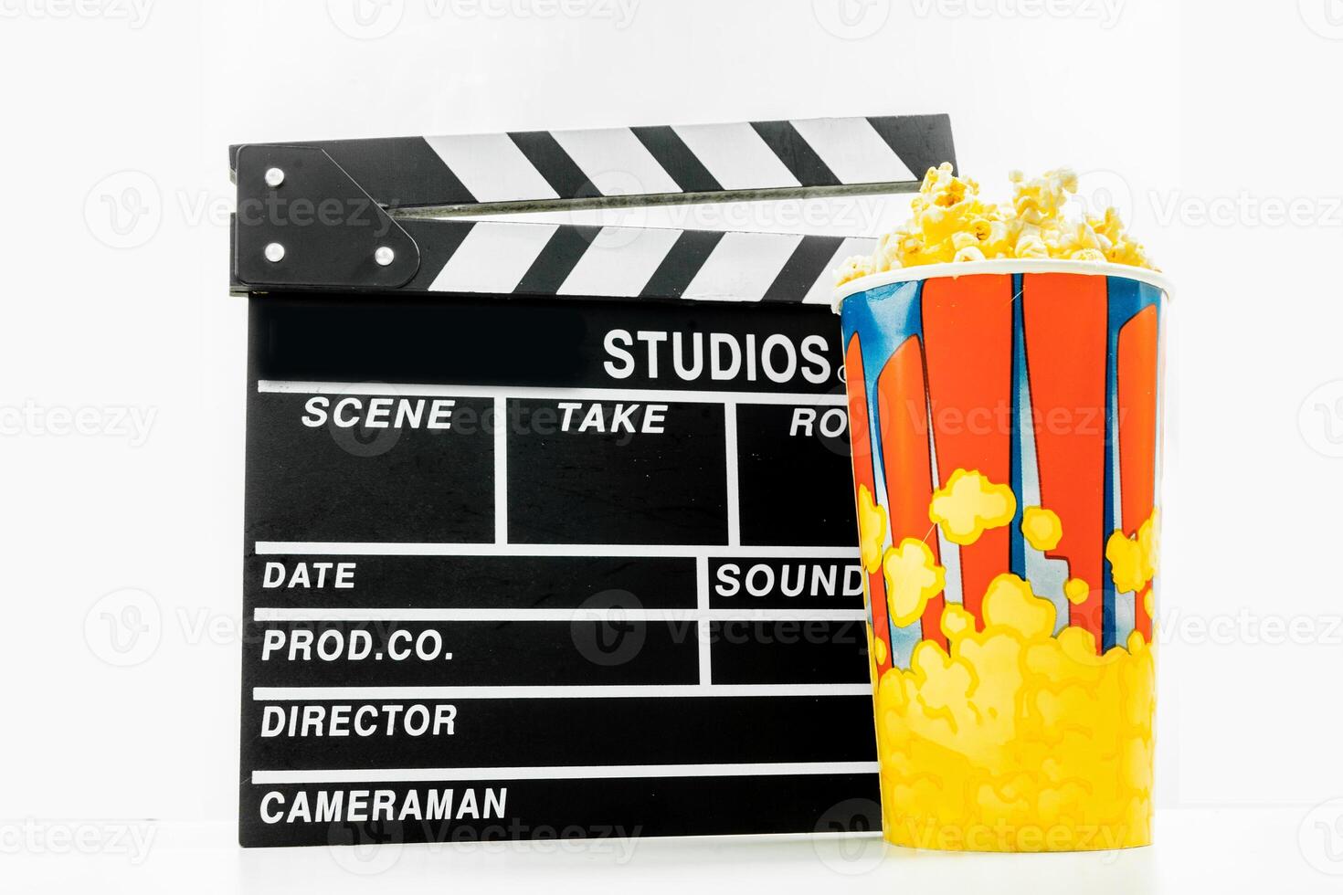 popcorn box with clapper board photo