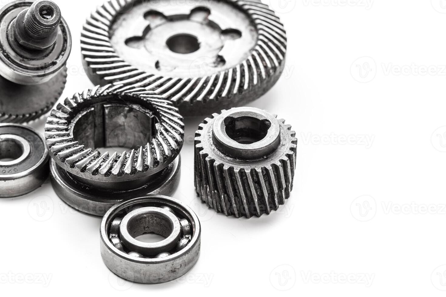 Gear metal wheels, isolated on white background photo