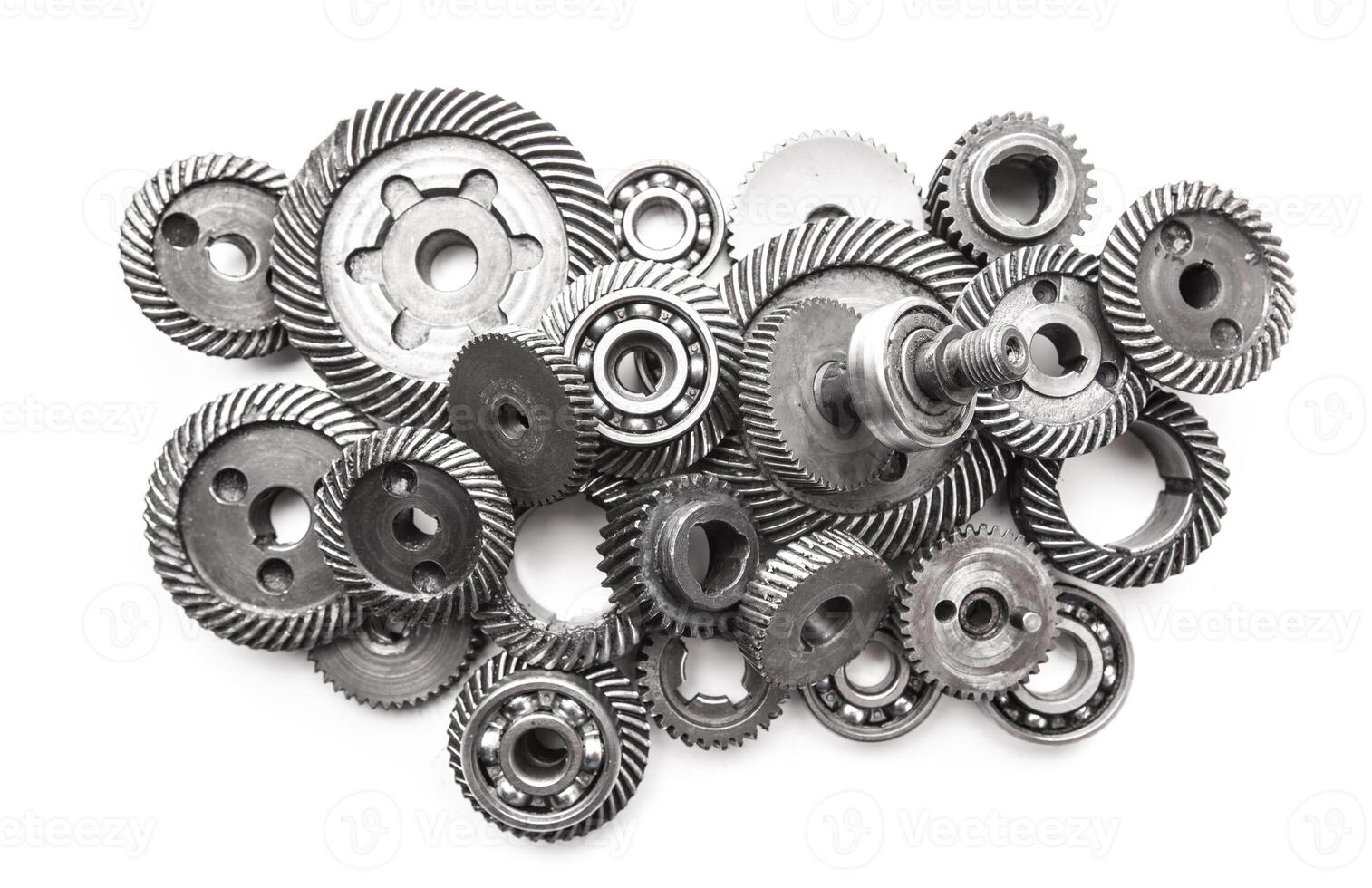Gear metal wheels, isolated on white background photo