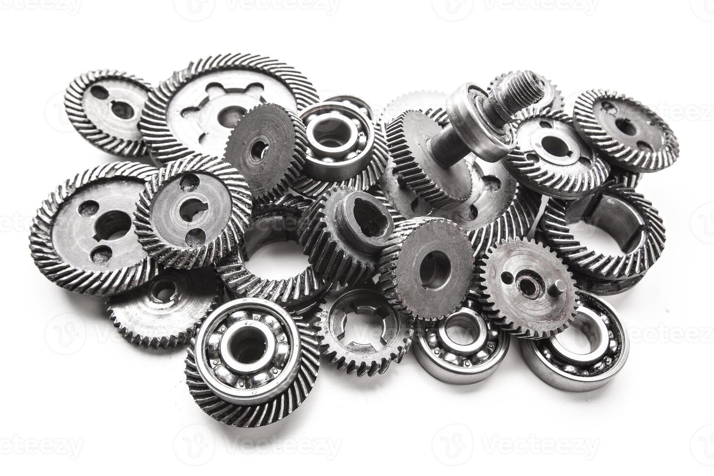 Gear metal wheels, isolated on white background photo
