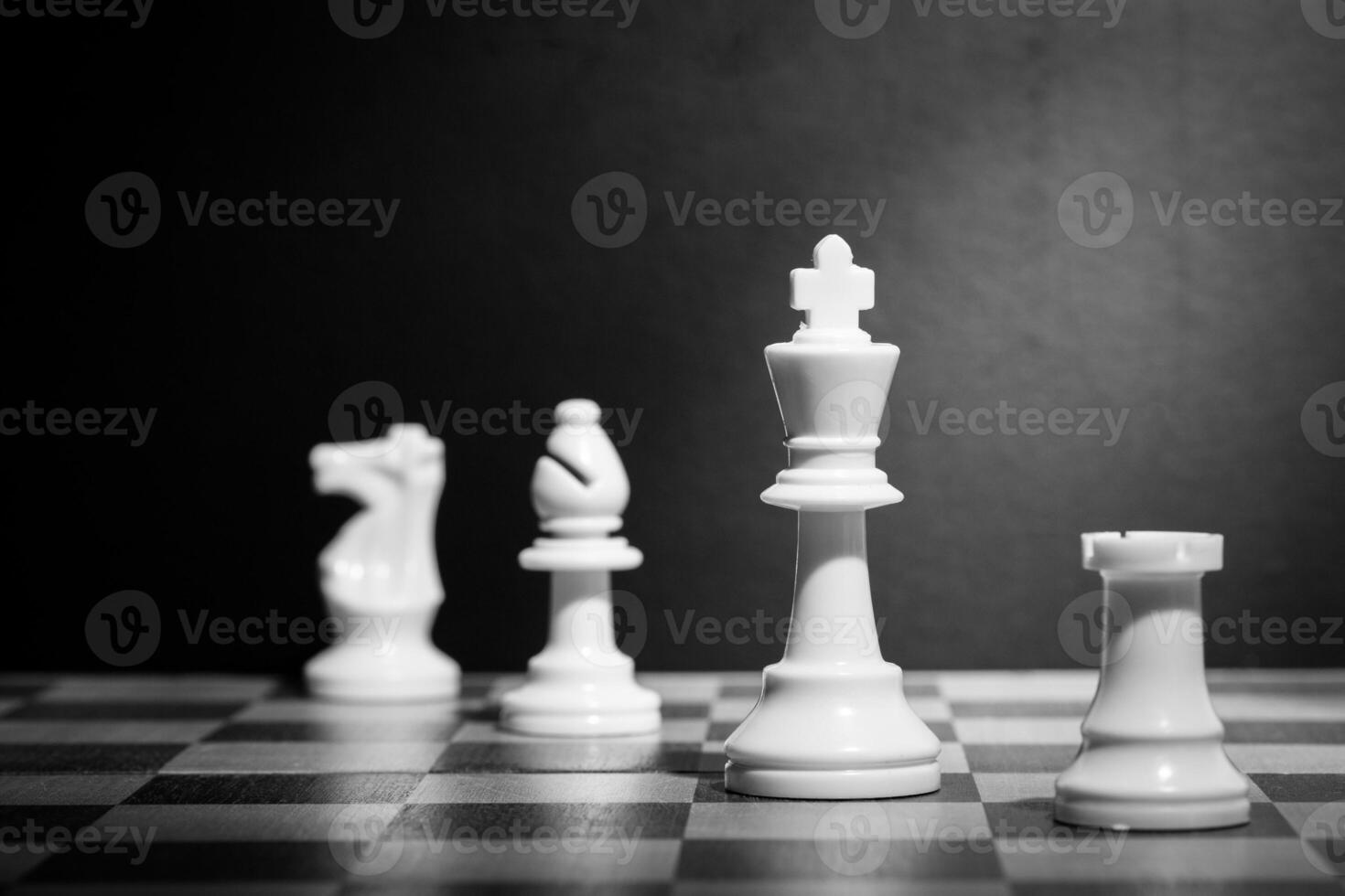 Chess pieces set on a chessboard photo