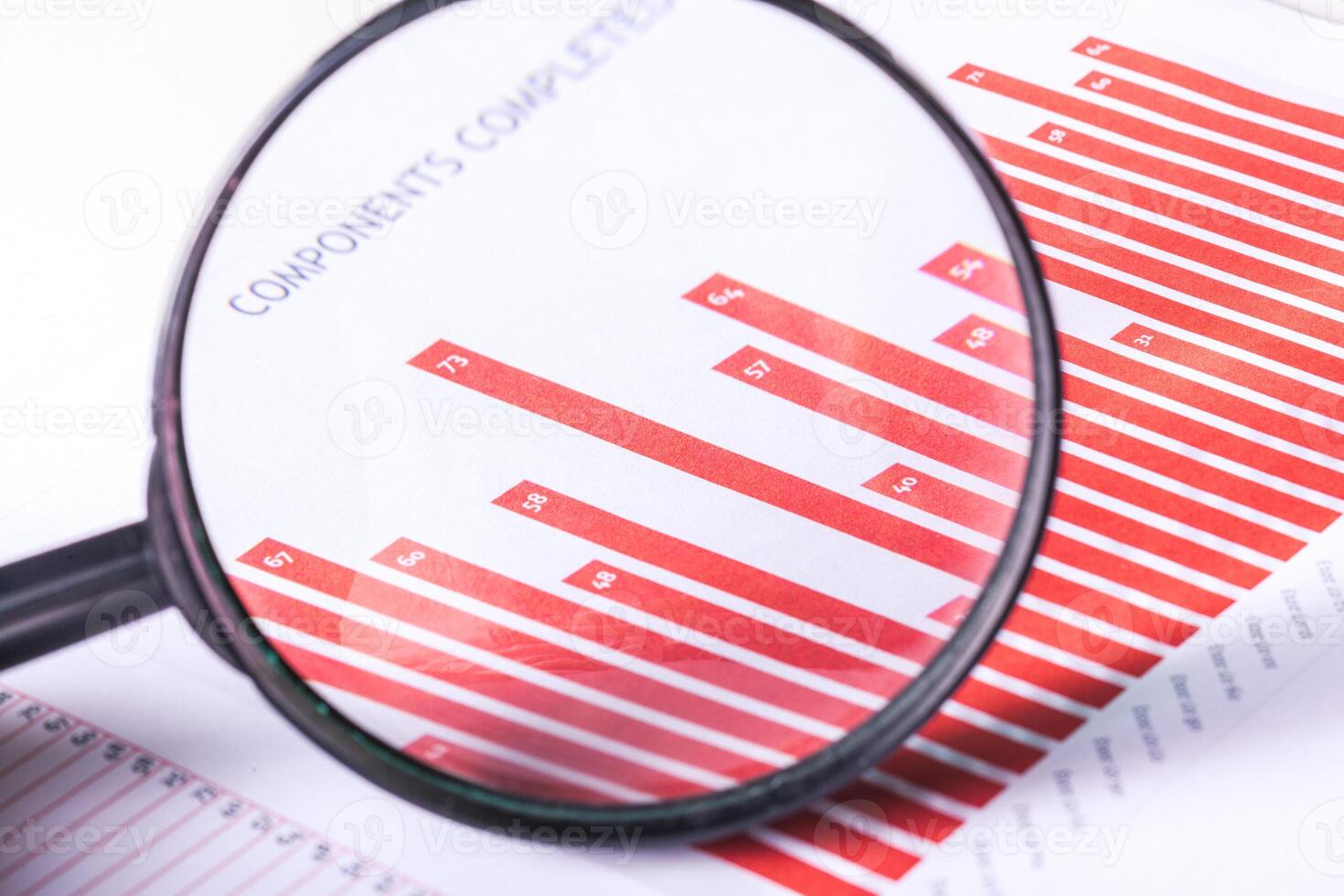 Magnifying glass and business growth graph photo