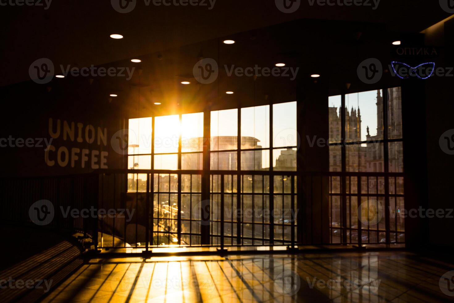 Horizontal vivid cafe bokeh background photo