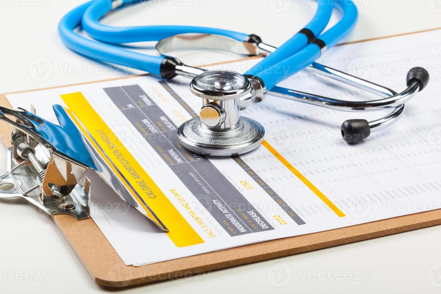 closeup stethoscope on medical background photo