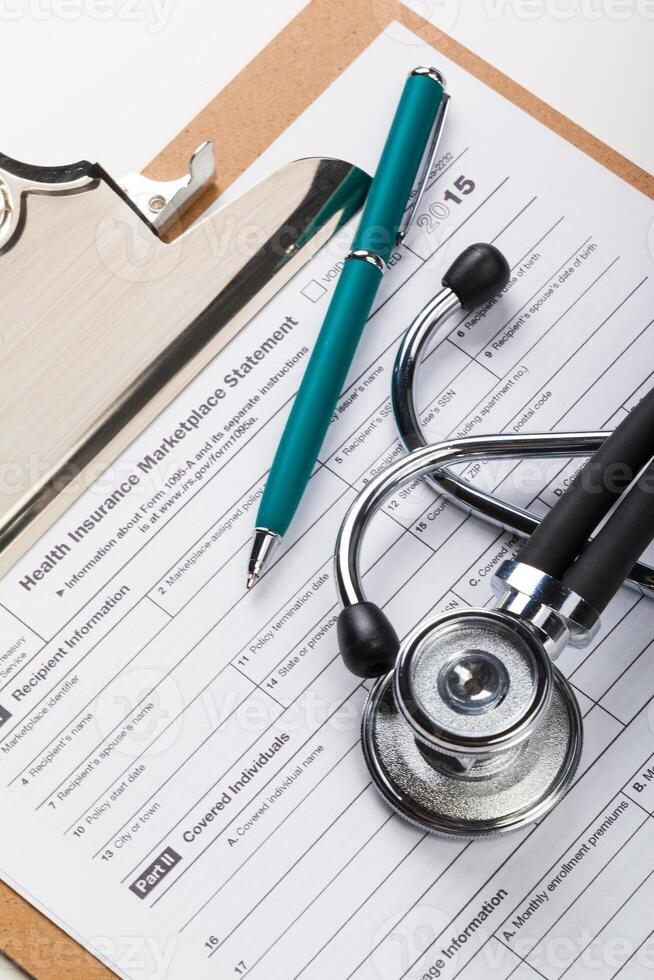 closeup stethoscope on medical background photo