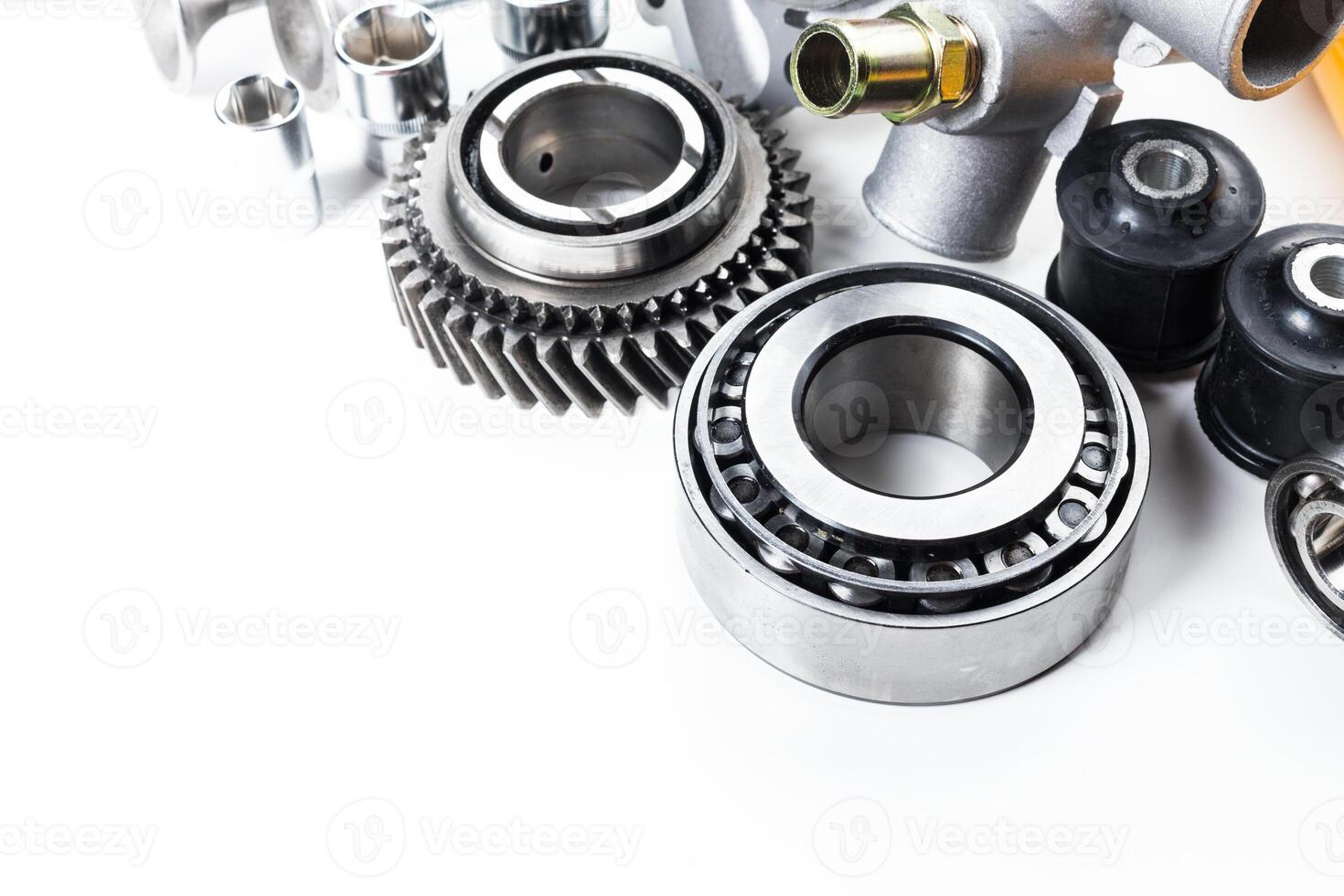 High-quality automotive parts displayed on a clean surface showcasing precision engineering photo