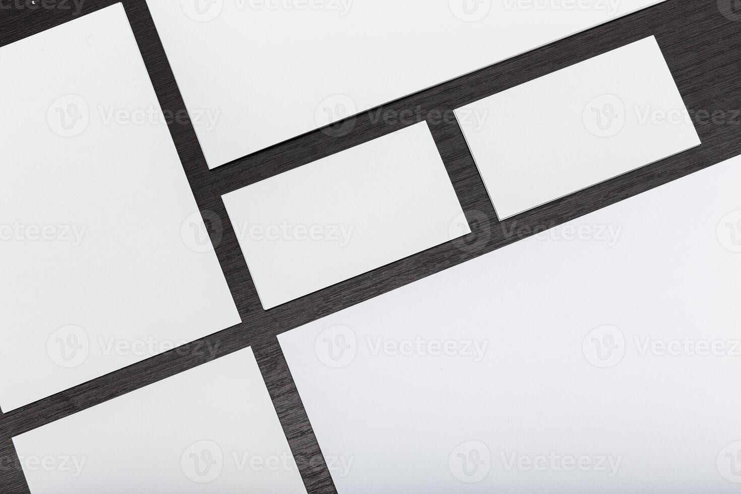 Modern workspace layout featuring blank templates for project planning and design organization photo